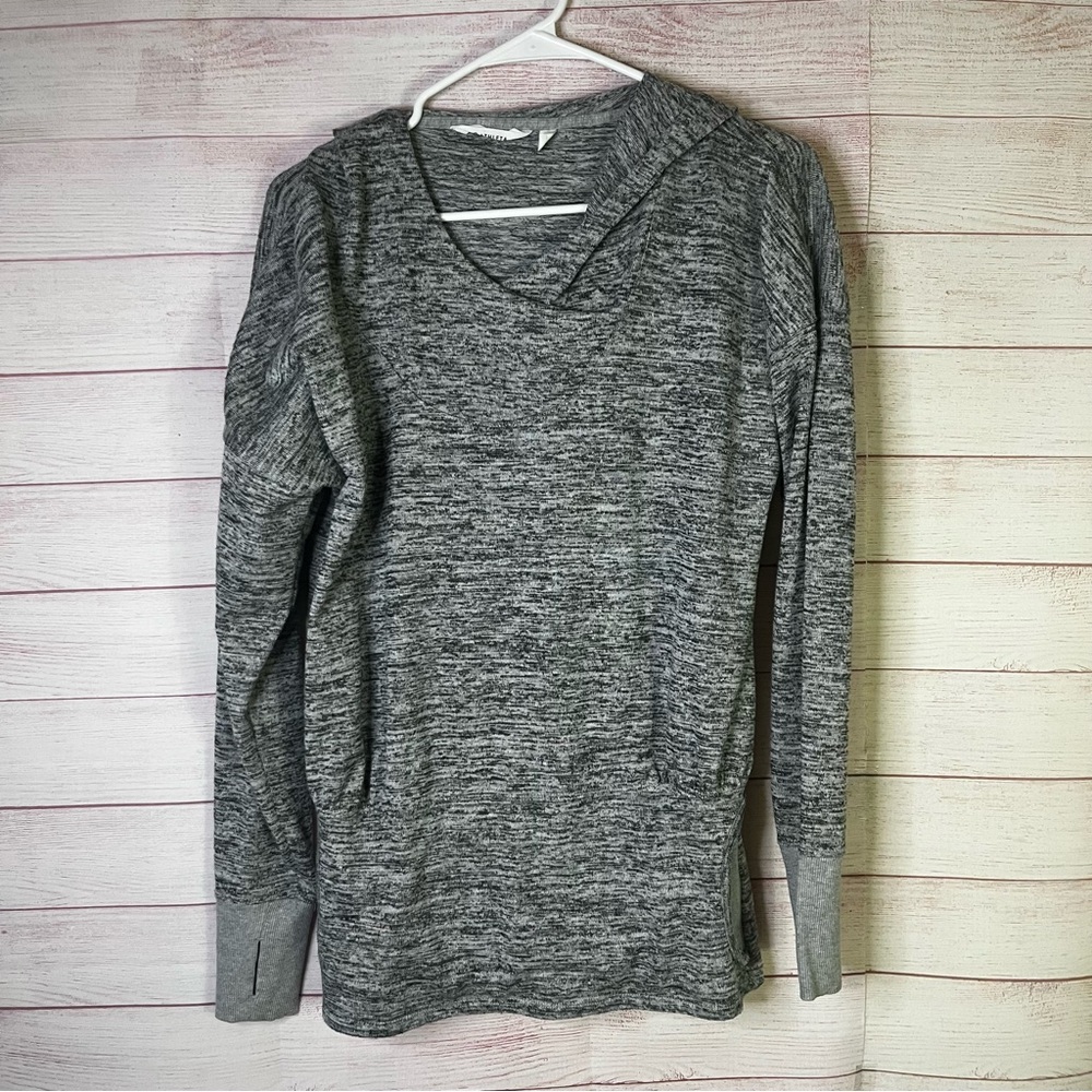Athleta‎ Gray Batwing Long Sleeve Hoodie Pullover Sweatshirt Small